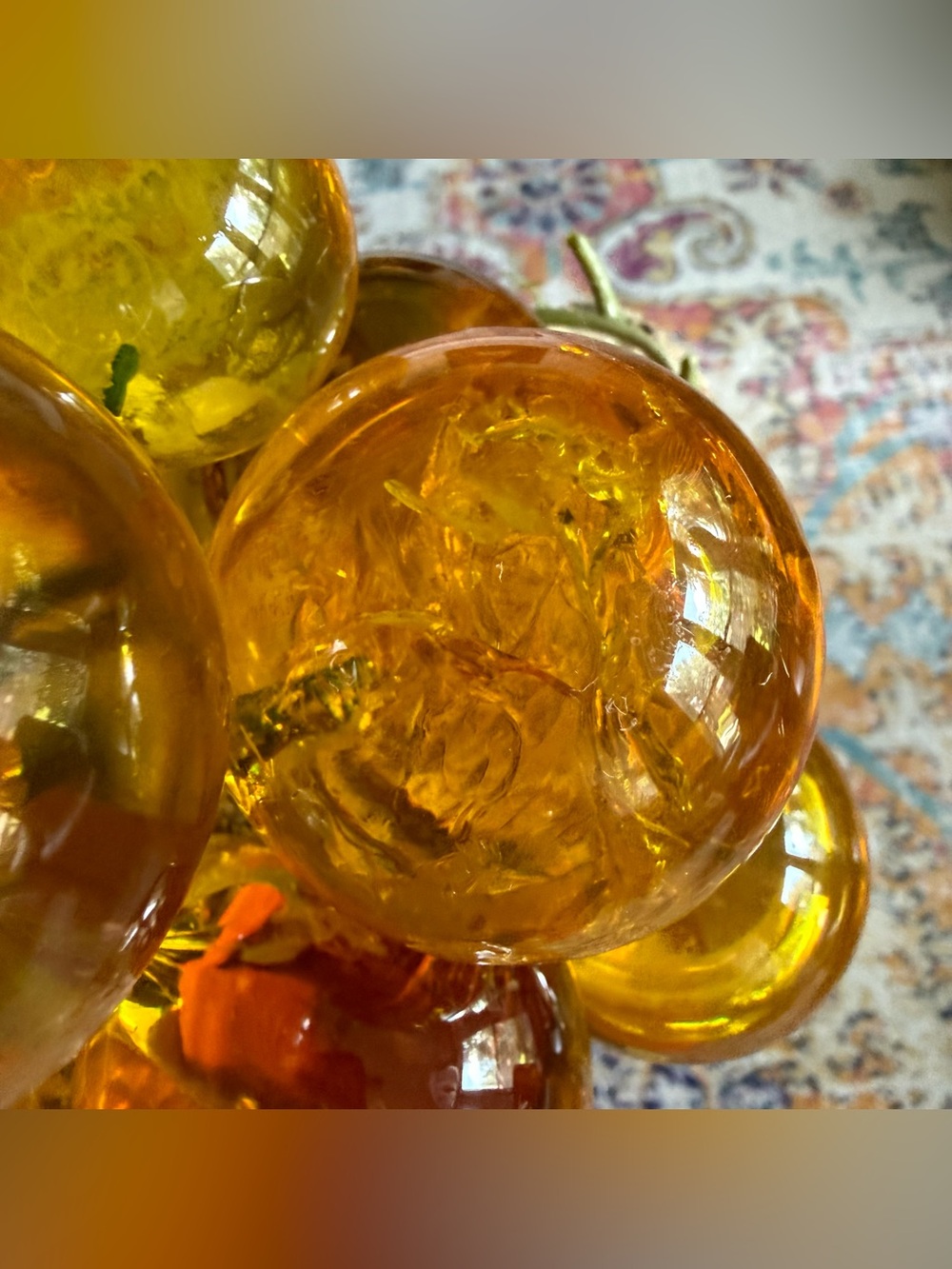 Vintage Amber Grapes Lucite or Resin on Wood 16” Long 8” Tall Mid-Century Modern - Picture 8 of 9